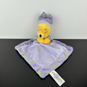Winnie the Pooh Rare Lovey Baby Comforter 12” Purple Blanket Moon & Stars Plush